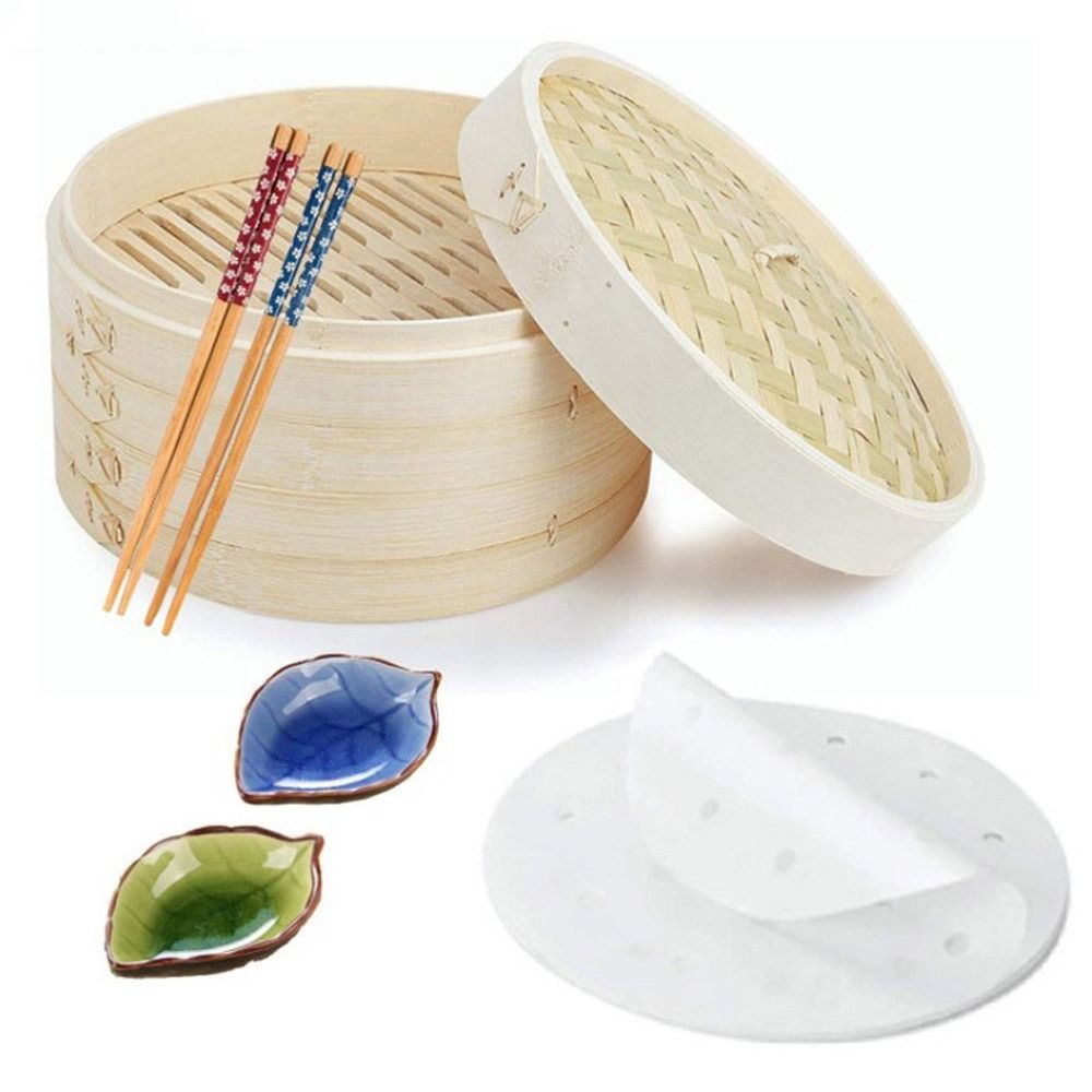 Bao Steamer Bamboo - Vaporizador de Bambu Chinês com Tampa,